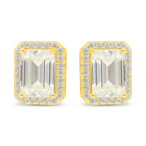 [EAR02CIT00WCZD022] Sterling Silver 925 Earring Golden Plated Embedded With Diamond Color And White Zircon