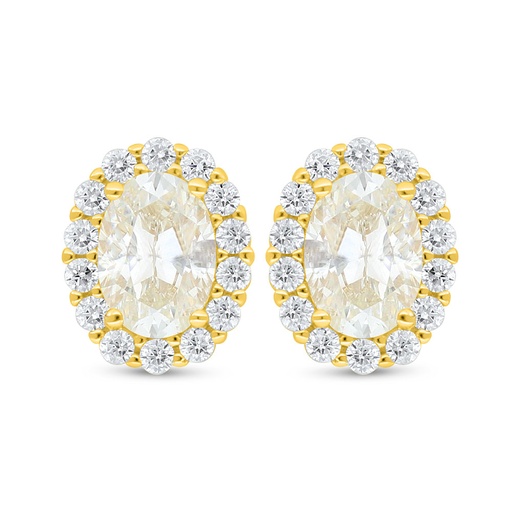 [EAR02CIT00WCZD038] Sterling Silver 925 Earring Golden Plated Embedded With Diamond Color And White Zircon