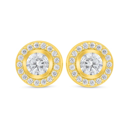 [EAR02CIT00WCZD039] Sterling Silver 925 Earring Golden Plated Embedded With Diamond Color And White Zircon