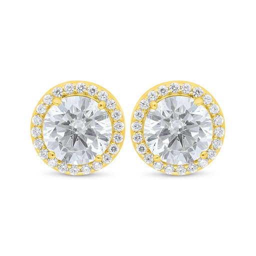 [EAR02CIT00WCZD040] Sterling Silver 925 Earring Golden Plated Embedded With Diamond Color And White Zircon