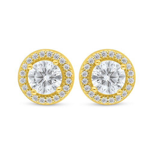 [EAR02CIT00WCZD041] Sterling Silver 925 Earring Golden Plated Embedded With Diamond Color And White Zircon