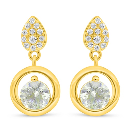 [EAR02CIT00WCZD057] Sterling Silver 925 Earring Golden Plated Embedded With Diamond Color And White Zircon