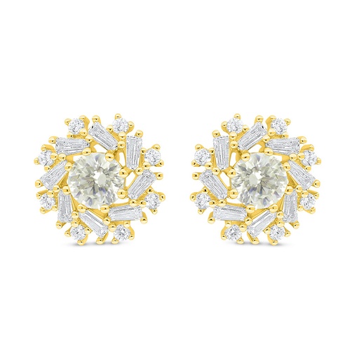 [EAR02CIT00WCZD058] Sterling Silver 925 Earring Golden Plated Embedded With Diamond Color And White Zircon