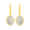 Sterling Silver 925 Earring Golden Plated Embedded With White Shell And White Zircon