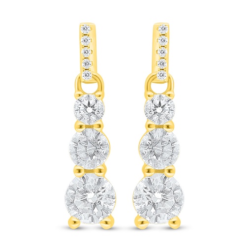 [EAR02WCZ00000D021] Sterling Silver 925 Earring Golden Plated Embedded With White Zircon