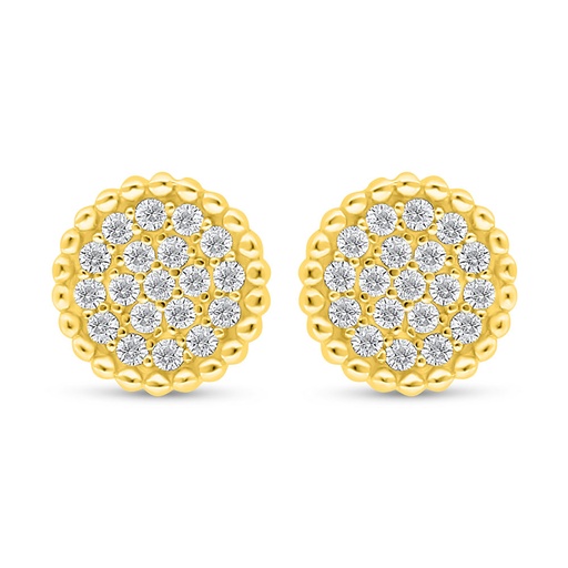 [EAR02WCZ00000D046] Sterling Silver 925 Earring Golden Plated Embedded With White Zircon