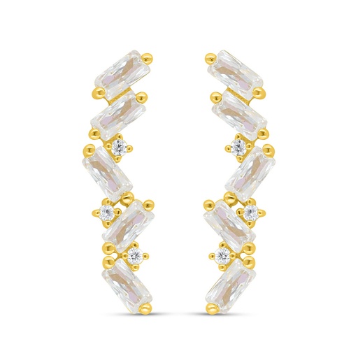 [EAR02WCZ00000D060] Sterling Silver 925 Earring Golden Plated Embedded With White Zircon