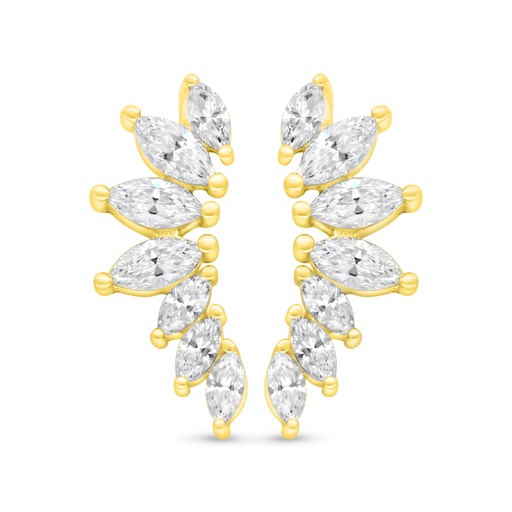 [EAR02WCZ00000D071] Sterling Silver 925 Earring Golden Plated Embedded With White Zircon