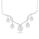 Sterling Silver 925 Necklace Rhodium Plated Embedded With Diamond Color And White Zircon