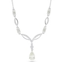 Sterling Silver 925 Necklace Rhodium Plated Embedded With Diamond Color And White Zircon