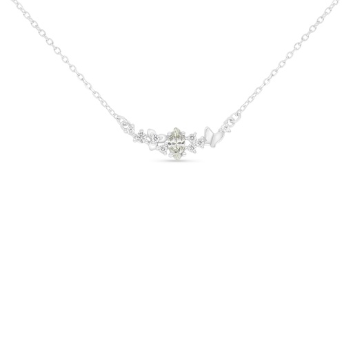 [NCL01CIT00WCZC099] Sterling Silver 925 Necklace Rhodium Plated Embedded With Diamond Color And White Zircon