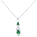Sterling Silver 925 Necklace Rhodium Plated Embedded With Emerald Zircon And White Zircon