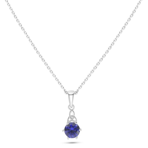 [NCL01SAP00000C109] Sterling Silver 925 Necklace Rhodium Plated Embedded With Sapphire Corundum 
