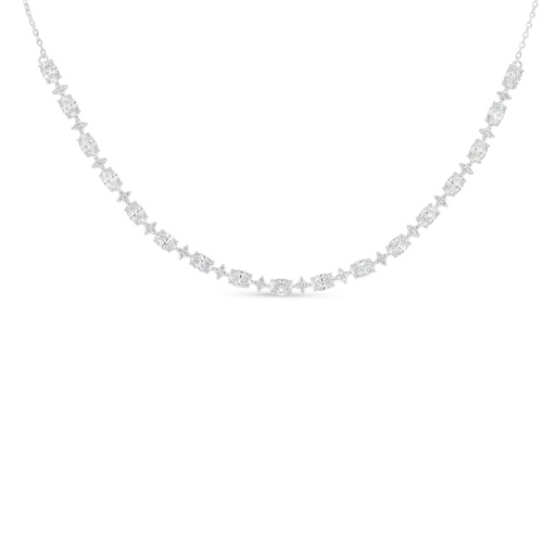 [NCL01WCZ00000C096] Sterling Silver 925 Necklace Rhodium Plated Embedded With White Zircon
