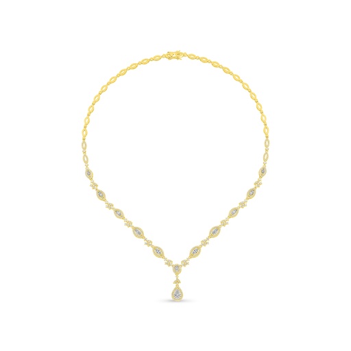 [NCL02CIT00WCZC093] Sterling Silver 925 Necklace Golden Plated Embedded With Diamond Color And White Zircon