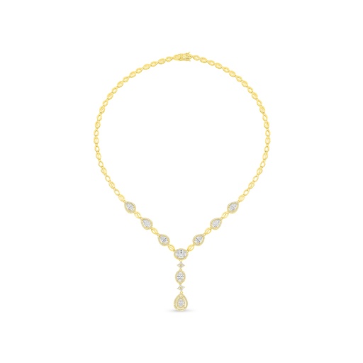 [NCL02CIT00WCZC097] Sterling Silver 925 Necklace Golden Plated Embedded With Diamond Color And White Zircon
