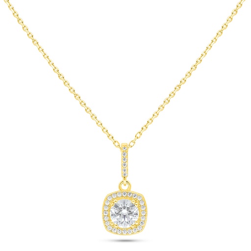 [NCL02CIT00WCZC107] Sterling Silver 925 Necklace Golden Plated Embedded With Diamond Color And White Zircon