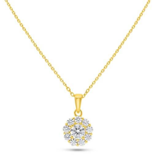 [NCL02CIT00WCZC114] Sterling Silver 925 Necklace Golden Plated Embedded With Diamond Color And White Zircon