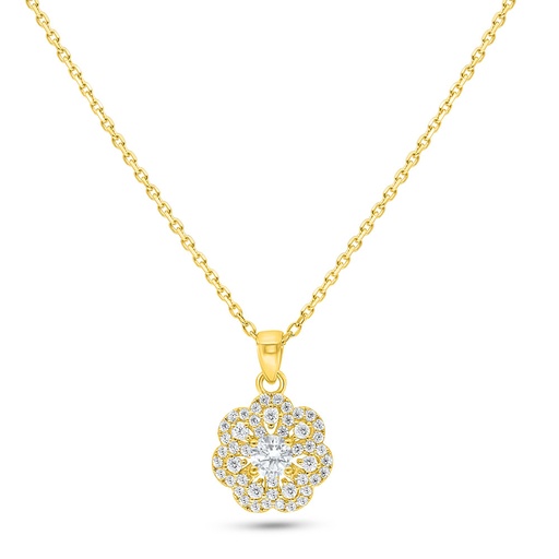 [NCL02CIT00WCZC115] Sterling Silver 925 Necklace Golden Plated Embedded With Diamond Color And White Zircon