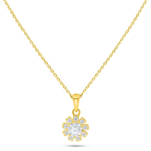 [NCL02CIT00WCZC116] Sterling Silver 925 Necklace Golden Plated Embedded With Diamond Color And White Zircon