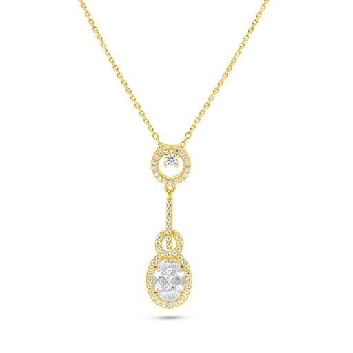 [NCL02CIT00WCZC119] Sterling Silver 925 Necklace Golden Plated Embedded With Diamond Color And White Zircon