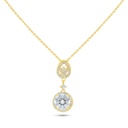 Sterling Silver 925 Necklace Golden Plated Embedded With Diamond Color And White Zircon