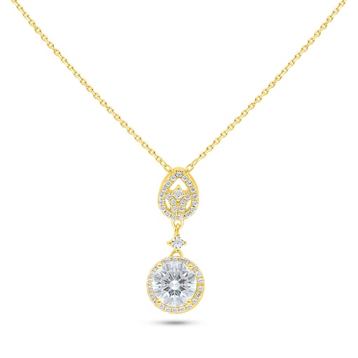 [NCL02CIT00WCZC120] Sterling Silver 925 Necklace Golden Plated Embedded With Diamond Color And White Zircon