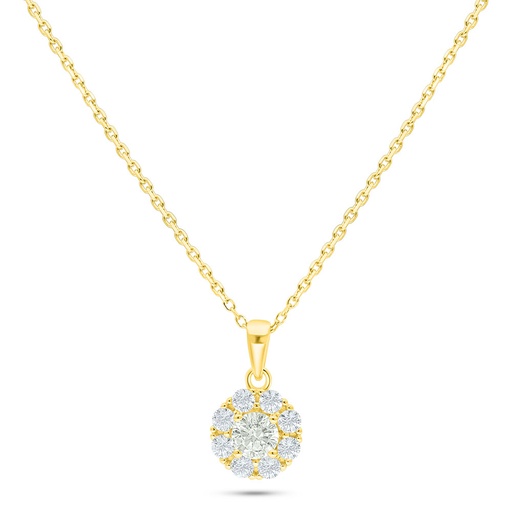 [NCL02CIT00WCZC122] Sterling Silver 925 Necklace Golden Plated Embedded With Diamond Color And White Zircon
