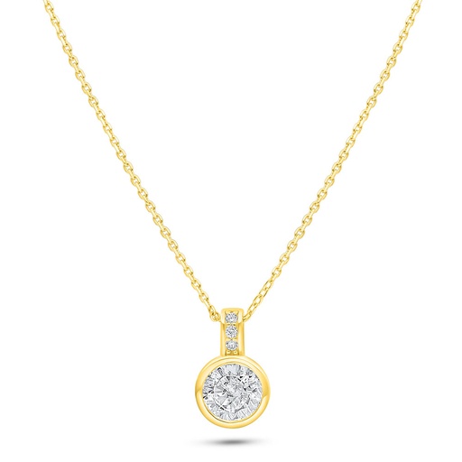 [NCL02CIT00WCZC130] Sterling Silver 925 Necklace Golden Plated Embedded With Diamond Color And White Zircon