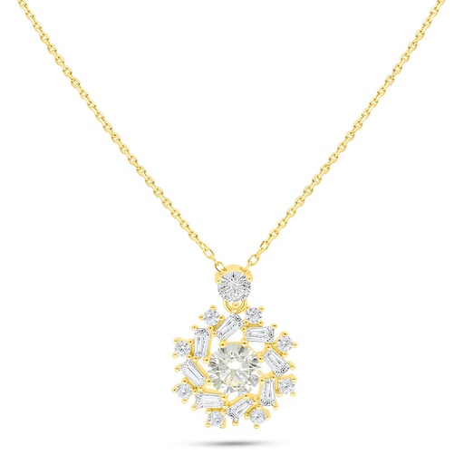 [NCL02CIT00WCZC131] Sterling Silver 925 Necklace Golden Plated Embedded With Diamond Color And White Zircon