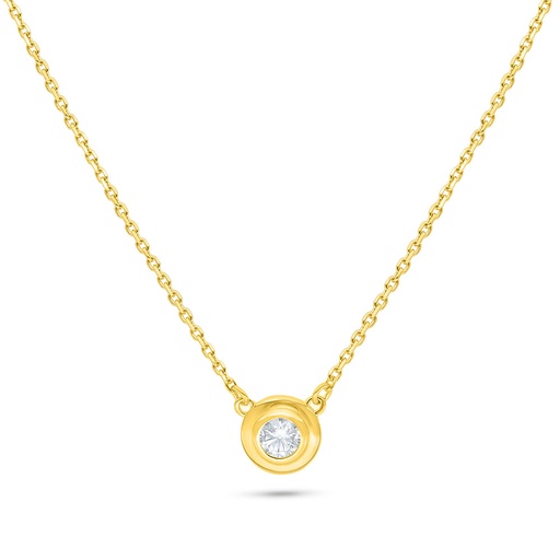 [NCL02WCZ00000C117] Sterling Silver 925 Necklace Golden Plated Embedded With White Zircon