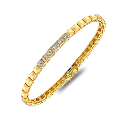 [BRC02WCZ00000B184] Sterling Silver 925 Bracelet Golden Plated Embedded With White Zircon