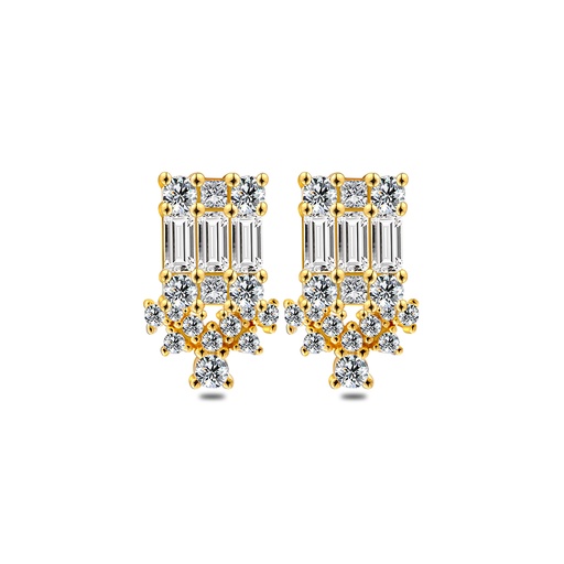 [EAR02WCZ00000C555] Sterling Silver 925 Earring Golden Plated Embedded With White Zircon