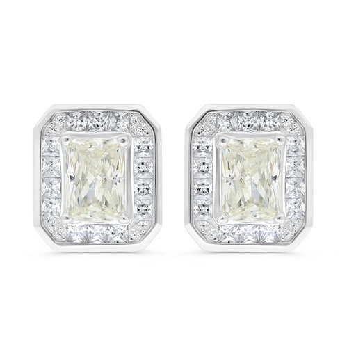 [EAR01CIT00WCZC559] Sterling Silver 925 Earring Rhodium Plated Embedded With Diamond Color And White Zircon