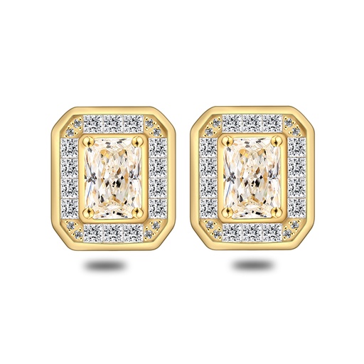 [EAR02CIT00WCZC559] Sterling Silver 925 Earring Golden Plated Embedded With Diamond Color And White Zircon
