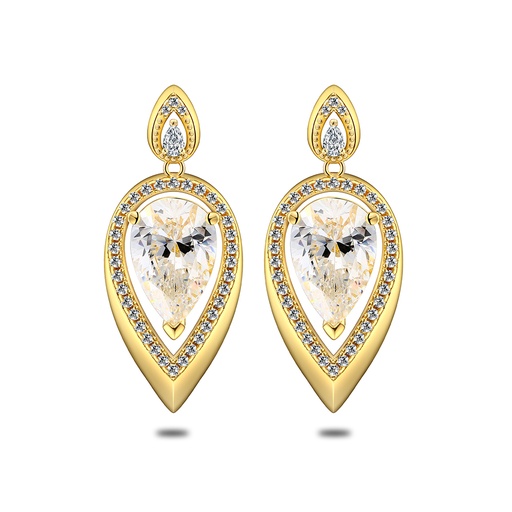 [EAR02CIT00WCZC561] Sterling Silver 925 Earring Golden Plated Embedded With Diamond Color And White Zircon
