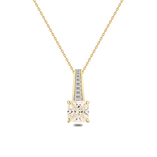 [NCL02CIT00WCZB669] Sterling Silver 925 Necklace Golden Plated Embedded With Diamond Color And White Zircon
