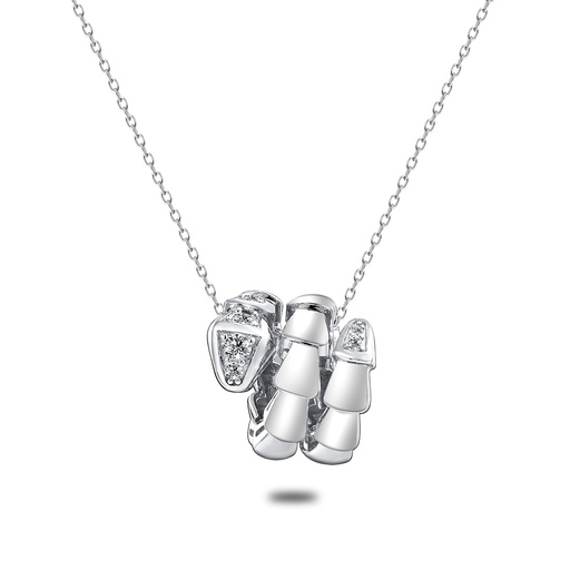 [NCL01WCZ00000B676] Sterling Silver 925 Necklace Rhodium Plated Embedded With White Zircon