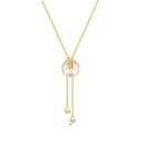 Sterling Silver 925 Necklace Golden Plated Embedded With White Shell And White Zircon
