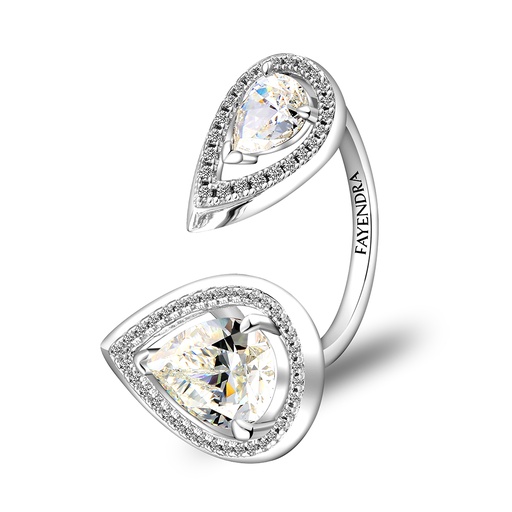 Sterling Silver 925 Ring Rhodium Plated Embedded With Diamond Color And White Zircon