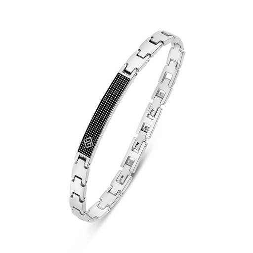 [BRC1000000000A225] Stainless Steel Bracelet 316L Silver And Black Plated (LOGO) 