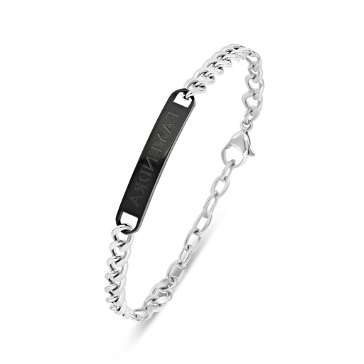 [BRC1000000000A231] Stainless Steel Bracelet 316L And 304L Silver And Black Plated (LOGO) 