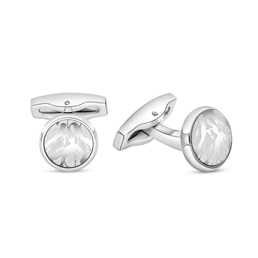 [CFL0900000000A005] Stainless Steel Cufflink 316L Silver Plated 