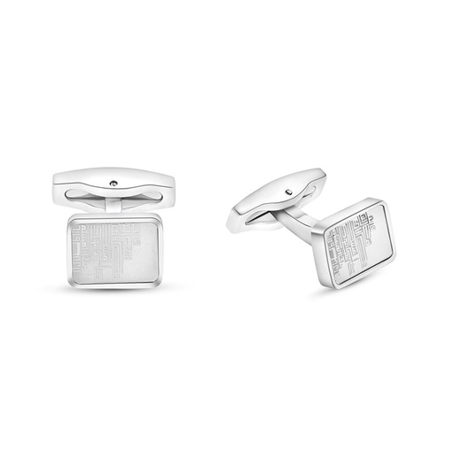 [CFL0900002000A006] Stainless Steel Cufflink 316L Silver Plated 