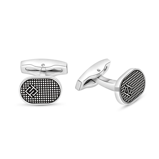 [CFL0900000000A008] Stainless Steel Cufflink 316L Silver Plated With LOGO