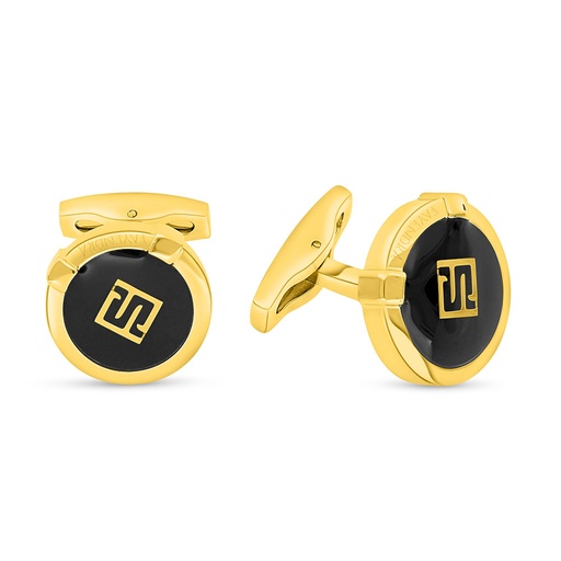 [CFL0900001000A010] Stainless Steel Cufflink 316L Golden Plated With LOGO