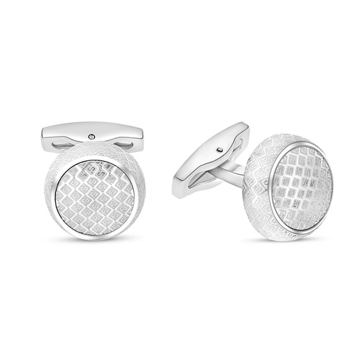 [CFL0900001000A015] Stainless Steel Cufflink 316L Silver Plated With LOGO