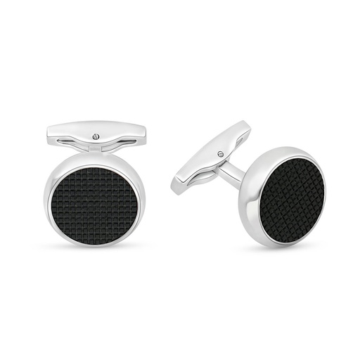 [CFL0900002000A017] Stainless Steel Cufflink 316L Black Plated With LOGO