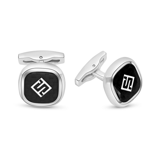 [CFL1000000000A020] Stainless Steel Cufflink 316L Silver Plated With LOGO