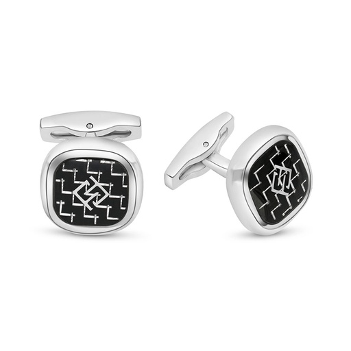 [CFL1000000000A024] Stainless Steel Cufflink 316L Silver Plated With LOGO